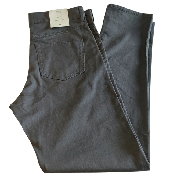 H&M Slim Fit Gray Charcoal Jeans Pants Size 31W NWT - Picture 1 of 6